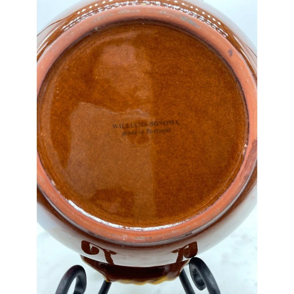 Williams Sonoma‎ Dish Bowl Brown Yellow Flower Pottery Portugal